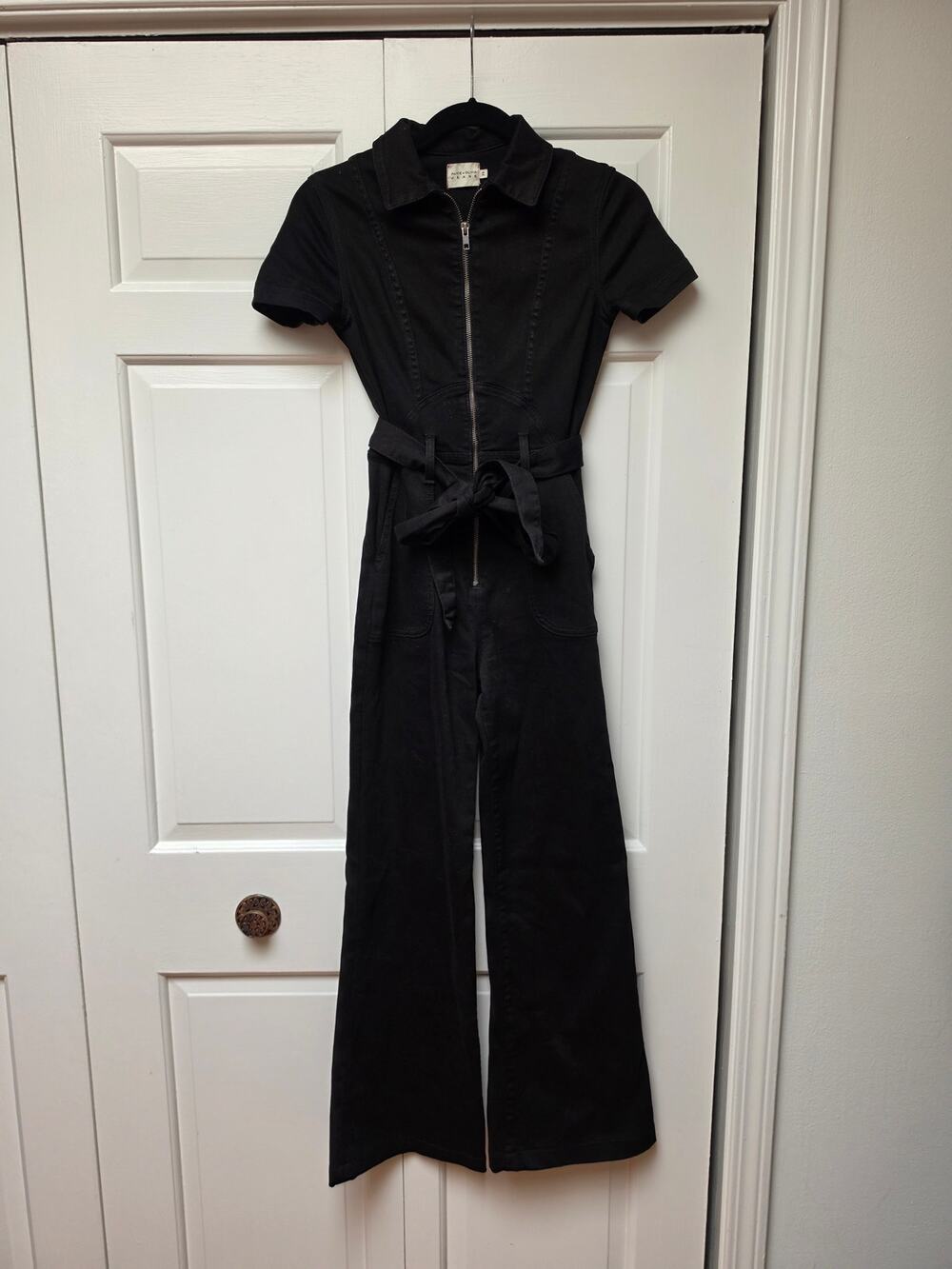 Alice and Olivia Jeans Gorgeous Wide Leg Black Denim Jumpsuit 24